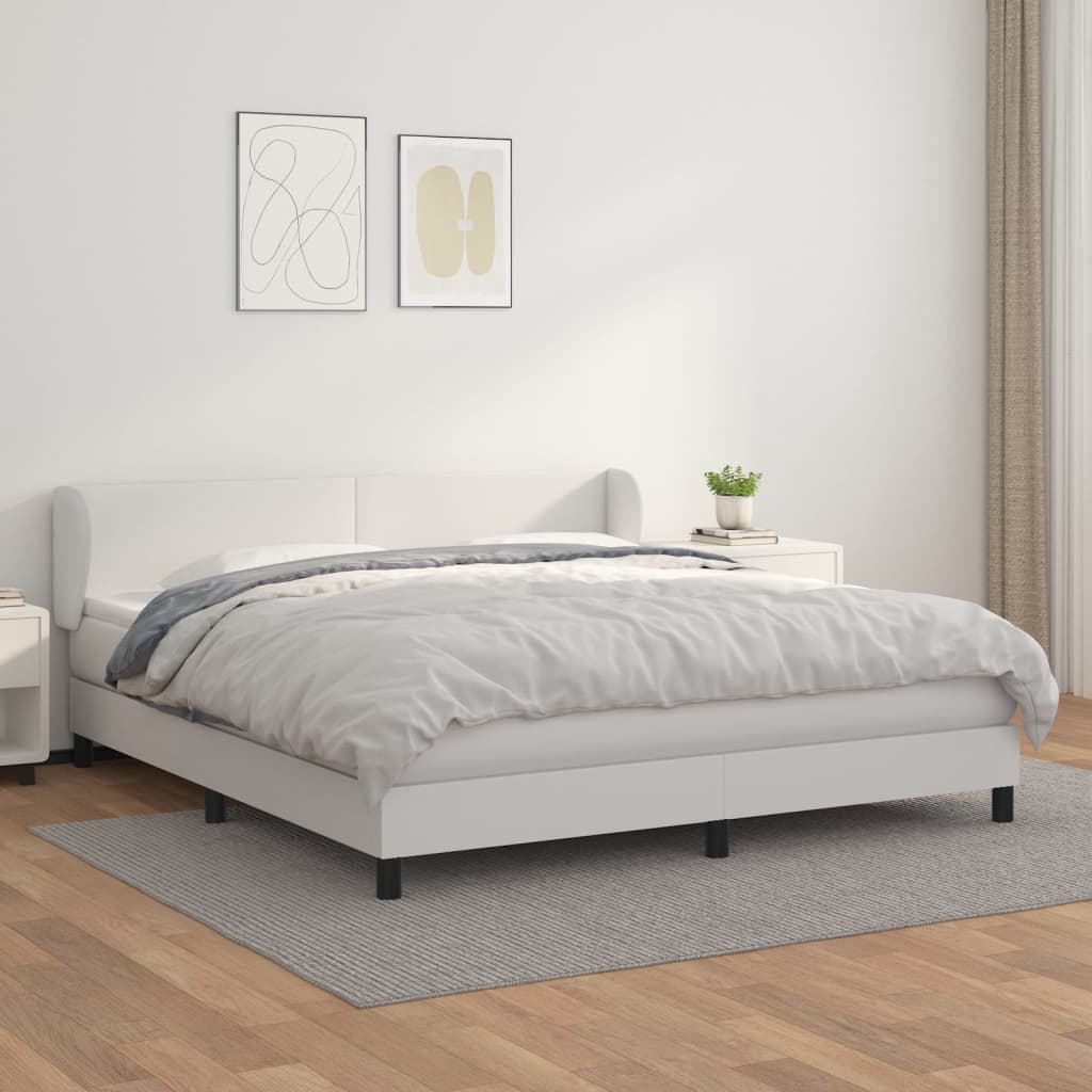 Sommier à lattes de lit avec matelas Blanc 180x200cm Similicuir