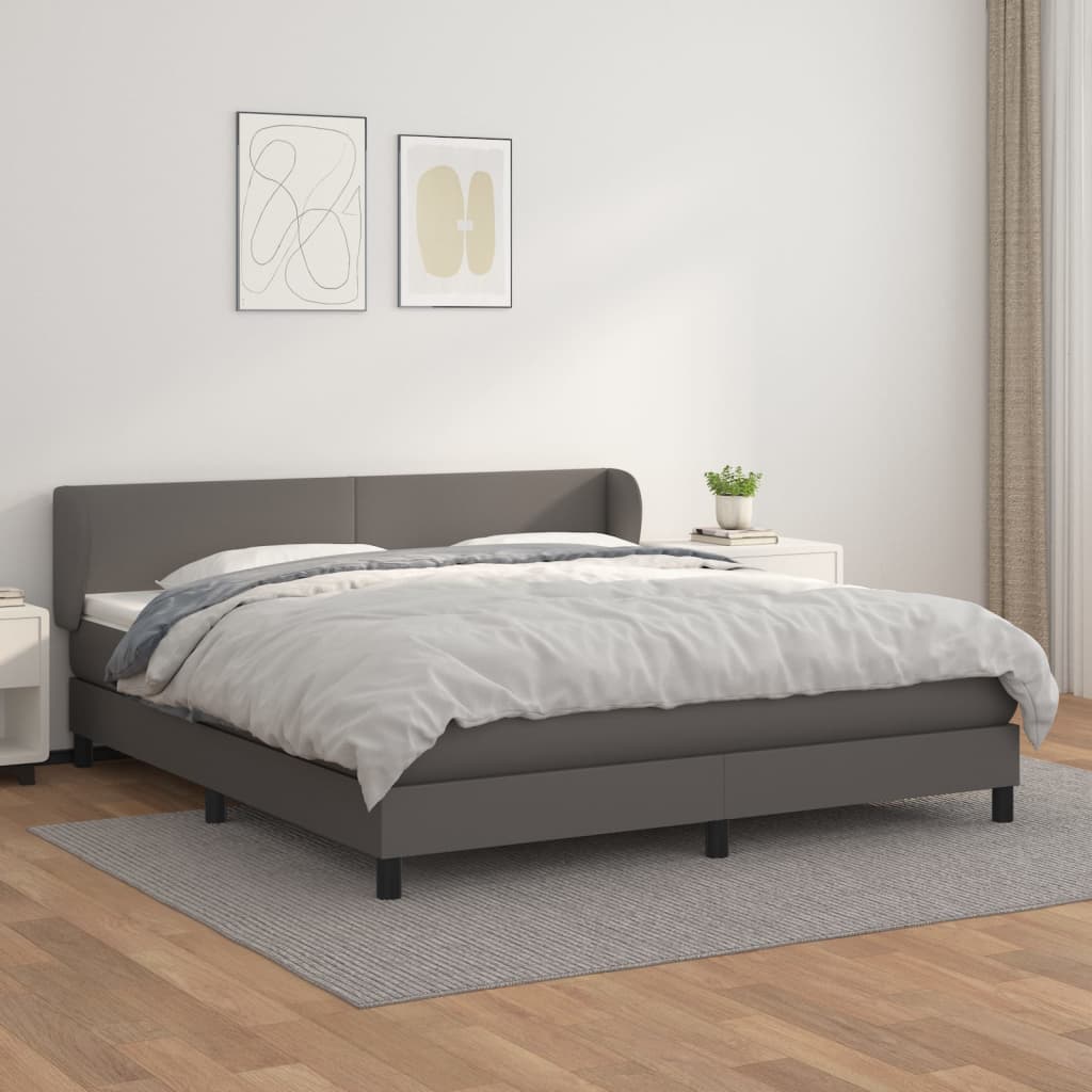 Sommier à lattes de lit avec matelas Gris 180x200 cm Similicuir - XIOS