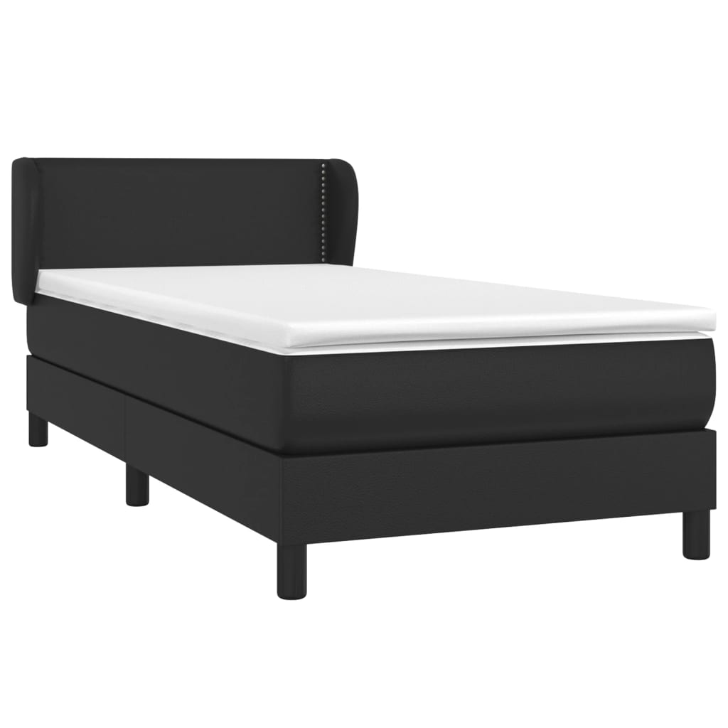 Sommier à lattes de lit avec matelas Noir 90x200 cm Similicuir - XIOS
