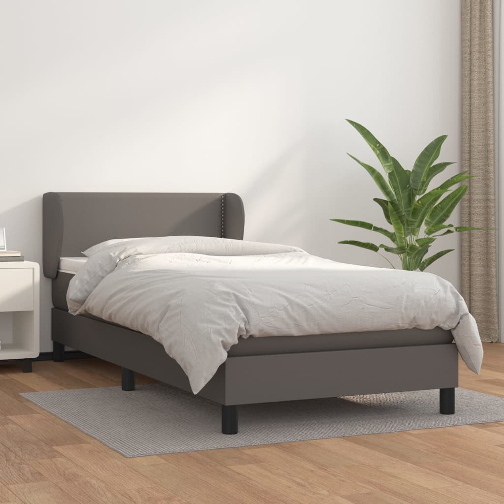 Sommier à lattes de lit avec matelas Gris 90x200 cm Similicuir - XIOS