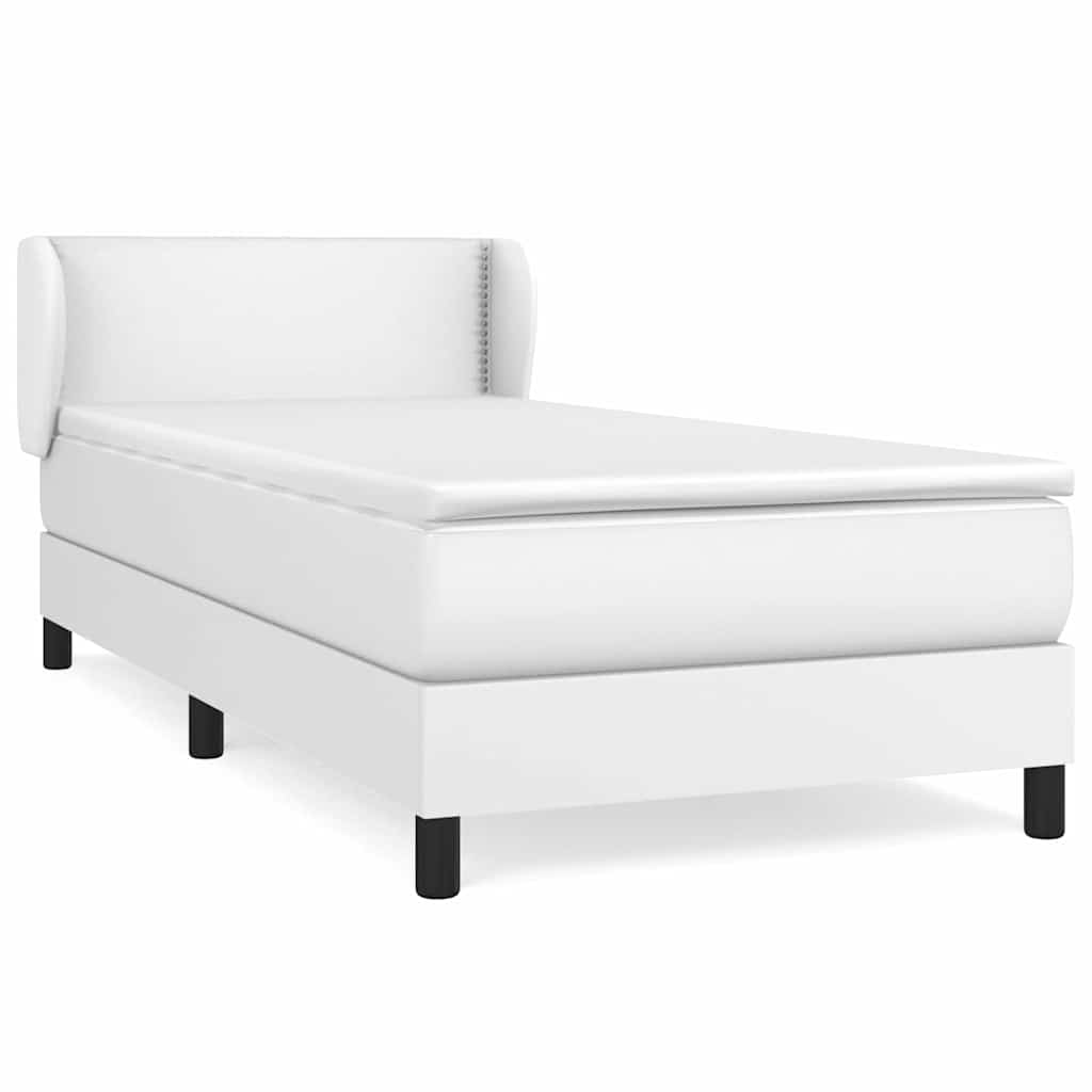 Sommier à lattes de lit avec matelas Blanc 100x200cm Similicuir