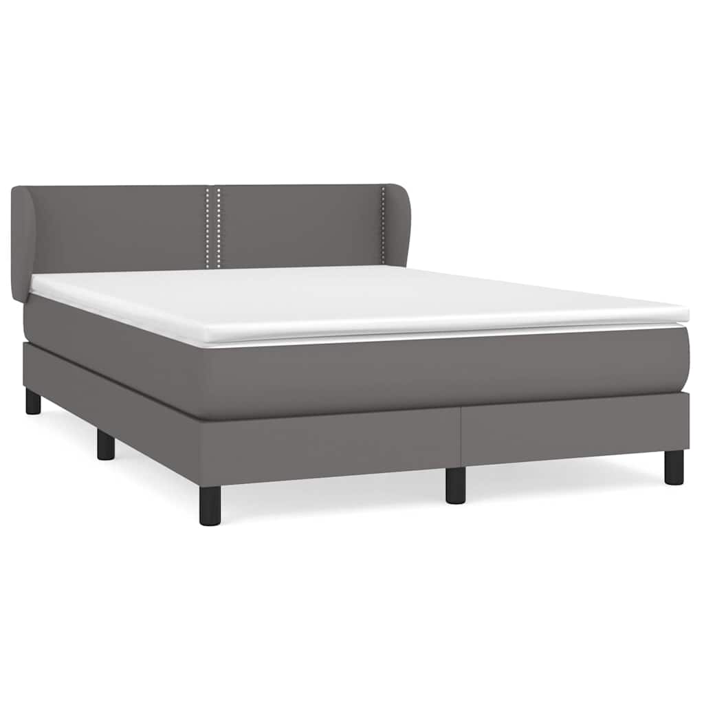 Sommier à lattes de lit avec matelas Gris 140x200 cm Similicuir