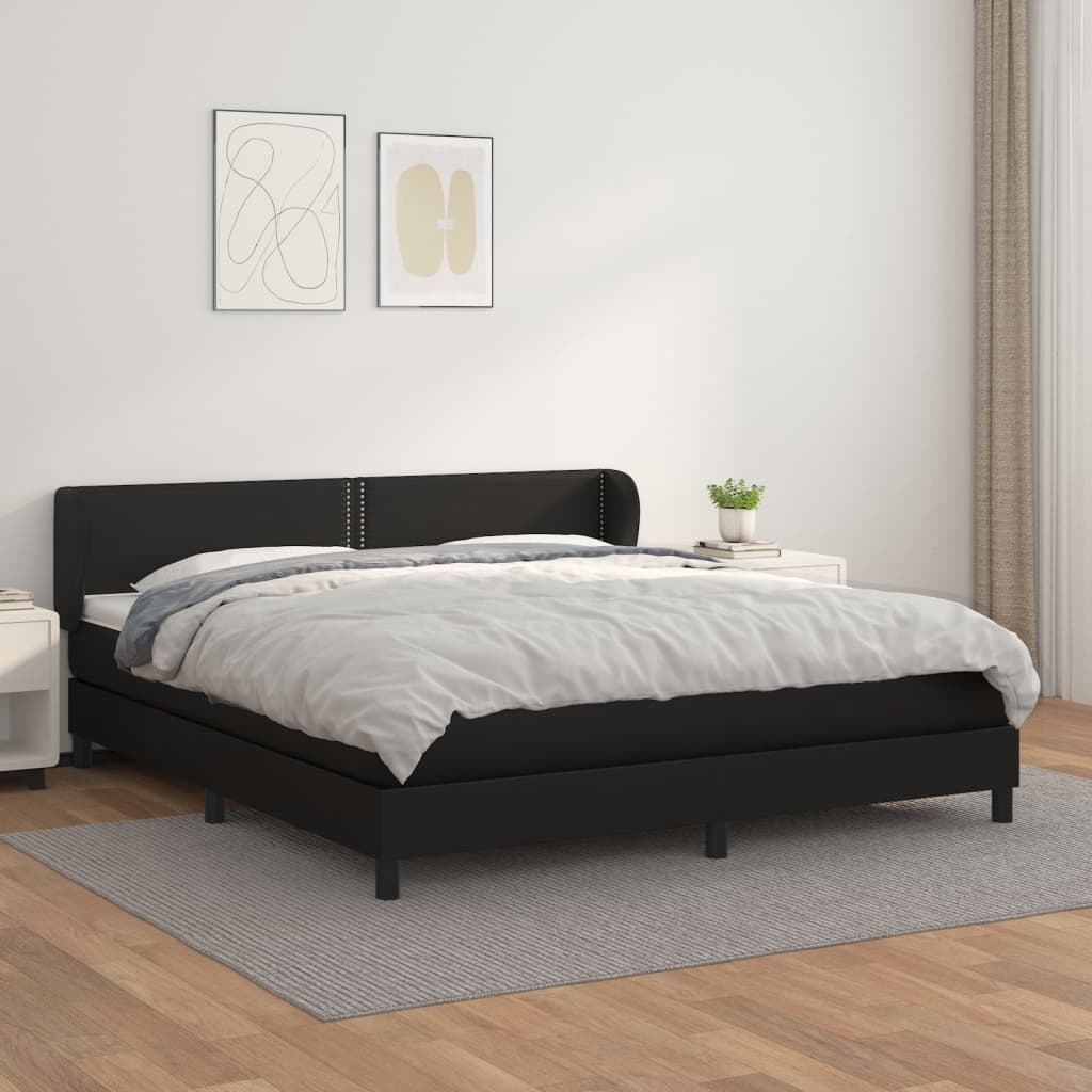 Sommier à lattes de lit avec matelas Noir 180x200 cm Similicuir - XIOS