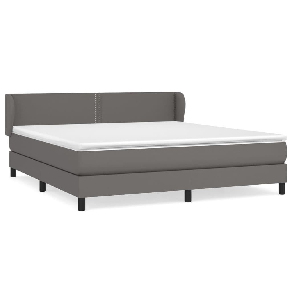Sommier à lattes de lit avec matelas Gris 180x200 cm Similicuir