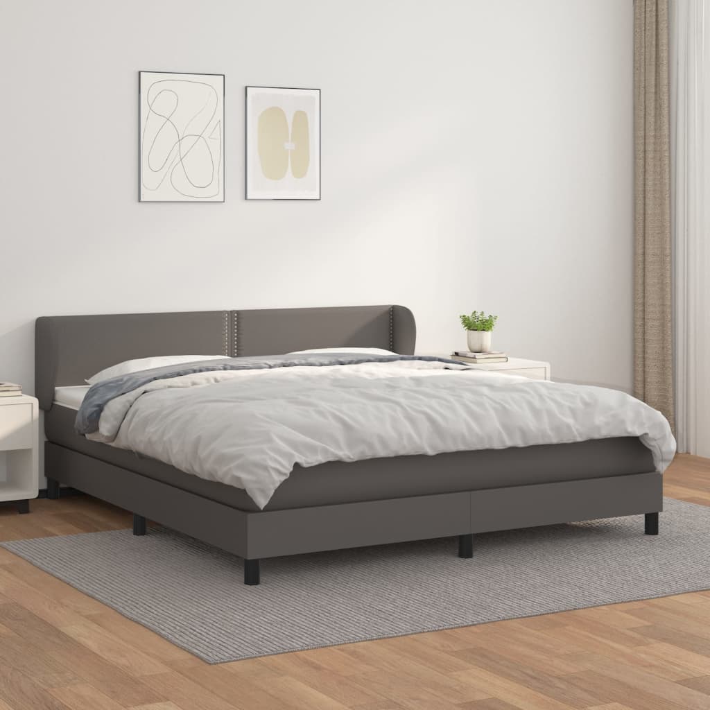 Sommier à lattes de lit avec matelas Gris 180x200 cm Similicuir