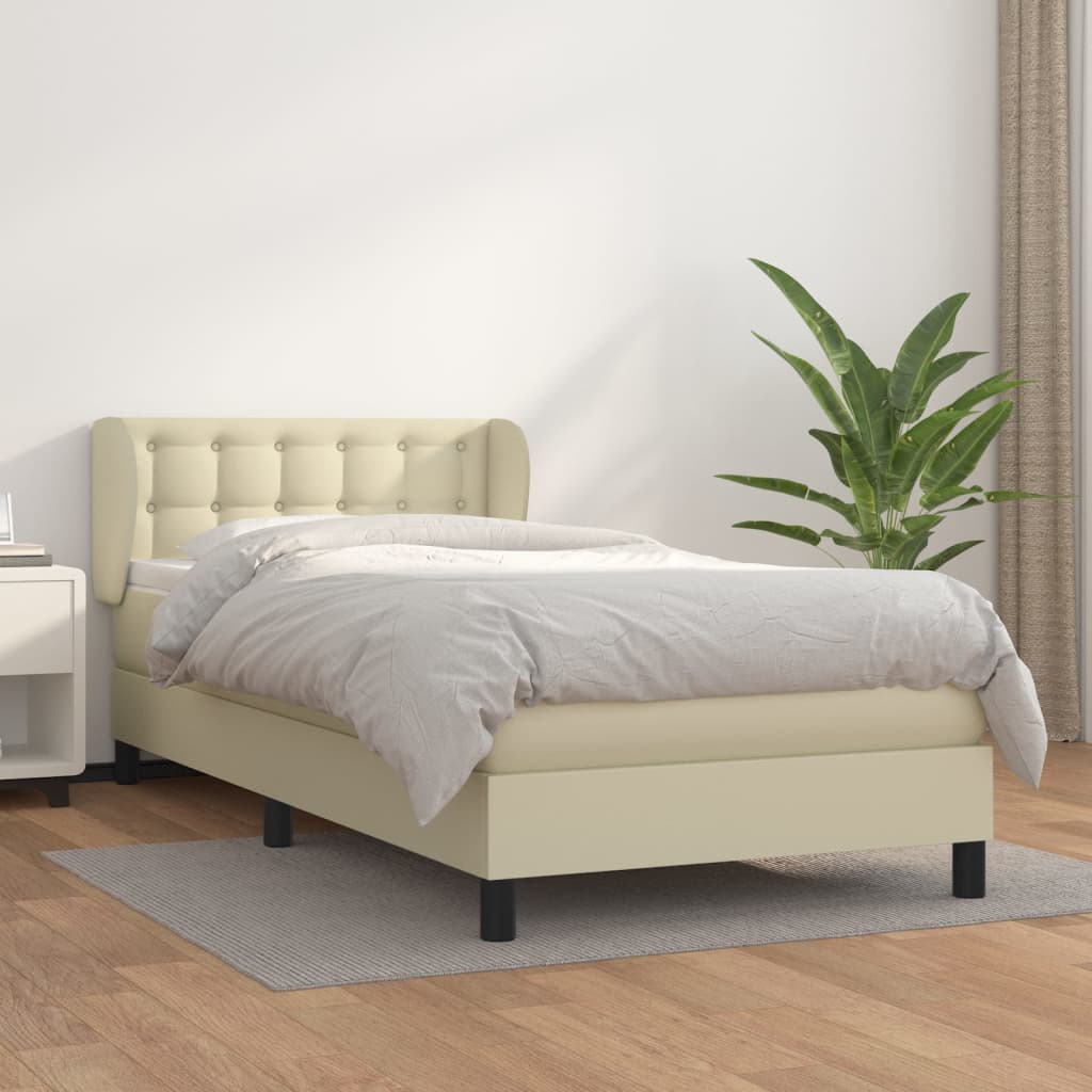 Sommier à lattes de lit avec matelas Crème 90x190 cm Similicuir - XIOS
