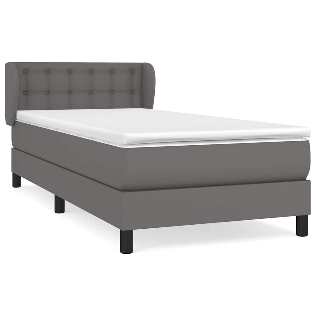 Sommier à lattes de lit avec matelas Gris 90x190 cm Similicuir