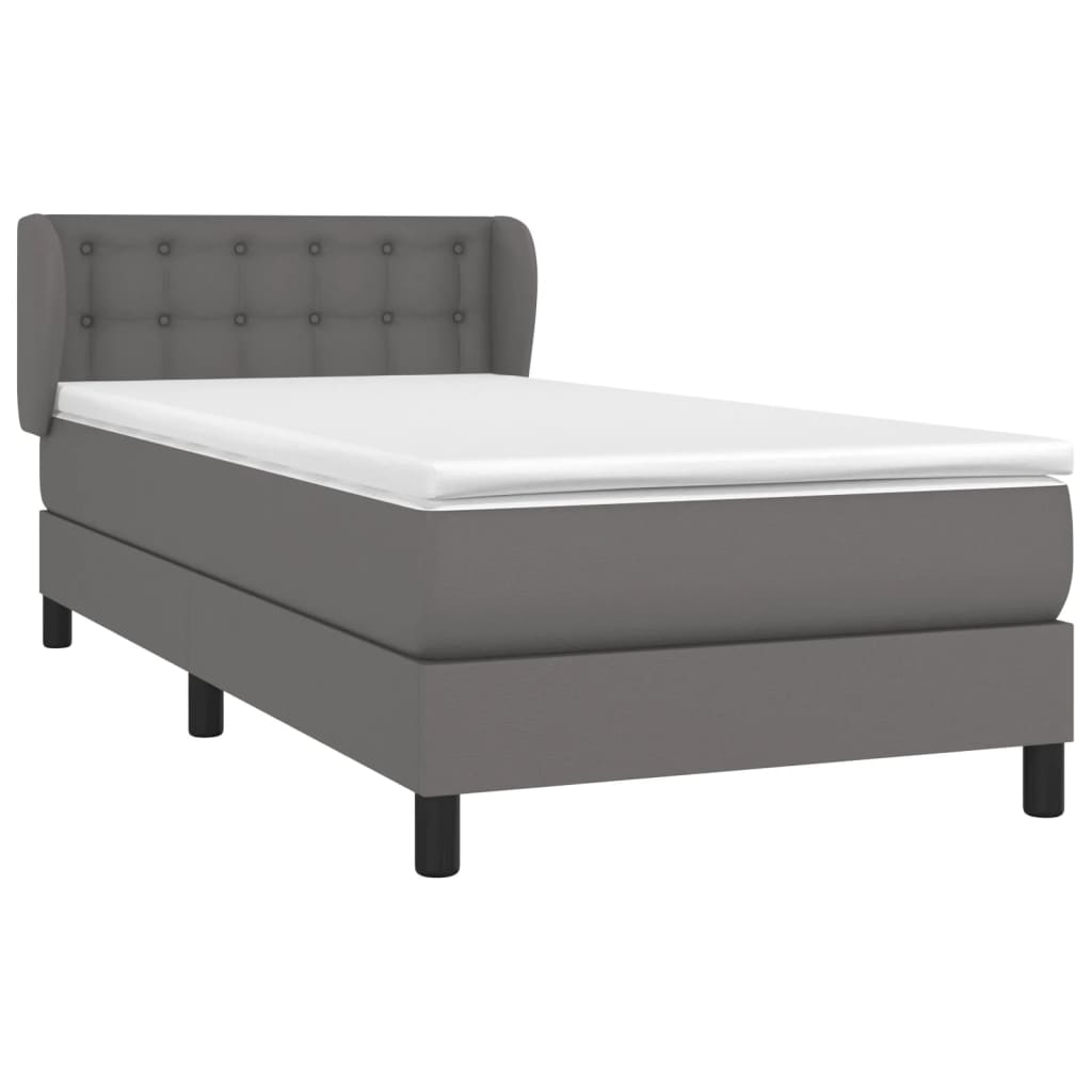 Sommier à lattes de lit avec matelas Gris 90x190 cm Similicuir
