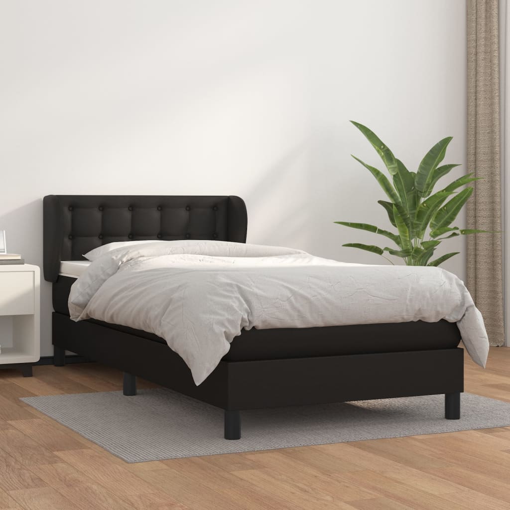 Sommier à lattes de lit avec matelas Noir 90x200 cm Similicuir - XIOS