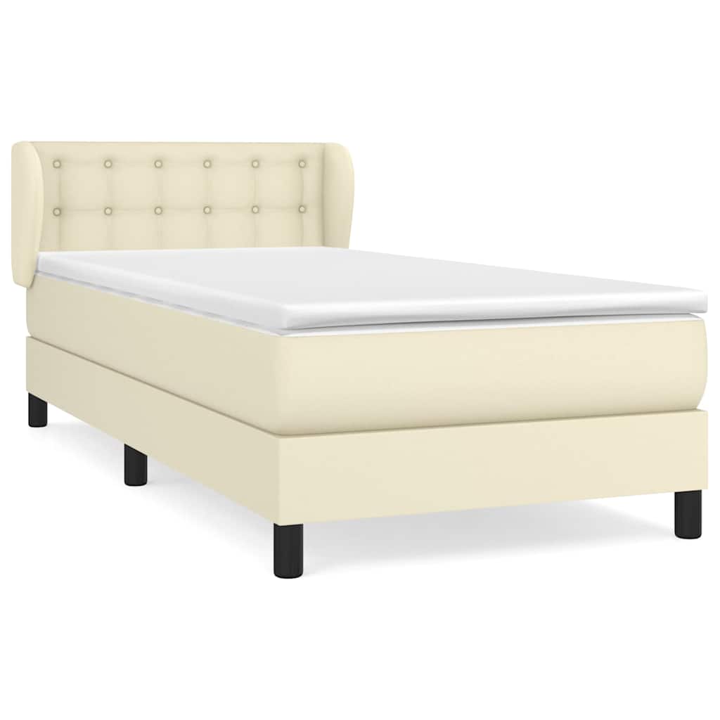 Sommier à lattes de lit avec matelas Crème 90x200 cm Similicuir