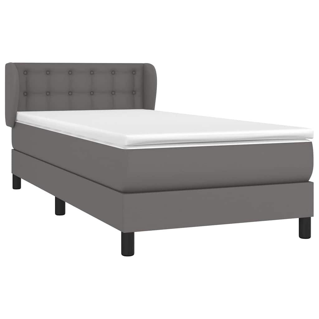 Sommier à lattes de lit avec matelas Gris 90x200 cm Similicuir