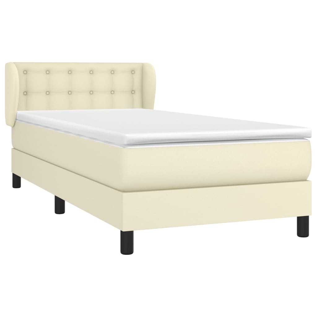 Sommier à lattes de lit avec matelas Crème 100x200cm Similicuir - XIOS