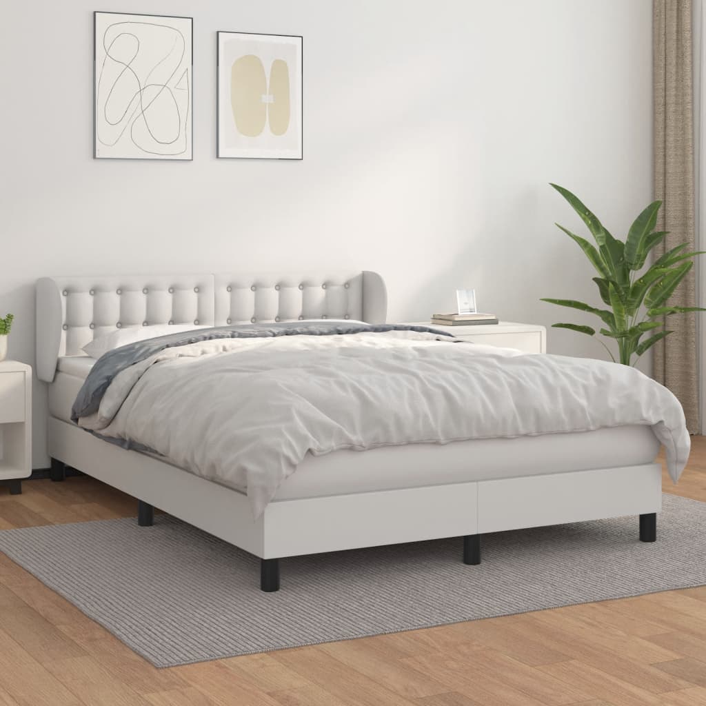Sommier à lattes de lit avec matelas Blanc 140x200cm Similicuir - XIOS
