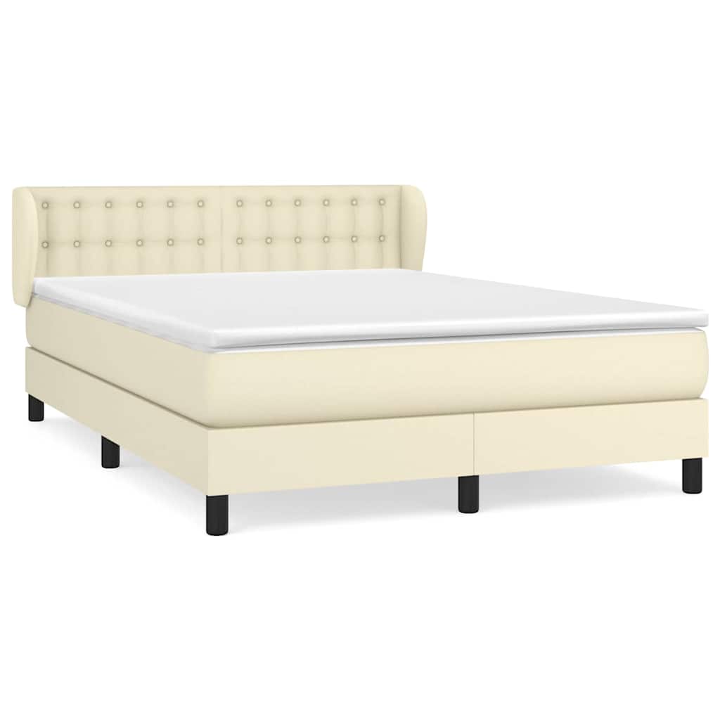 Sommier à lattes de lit avec matelas Crème 140x200cm Similicuir