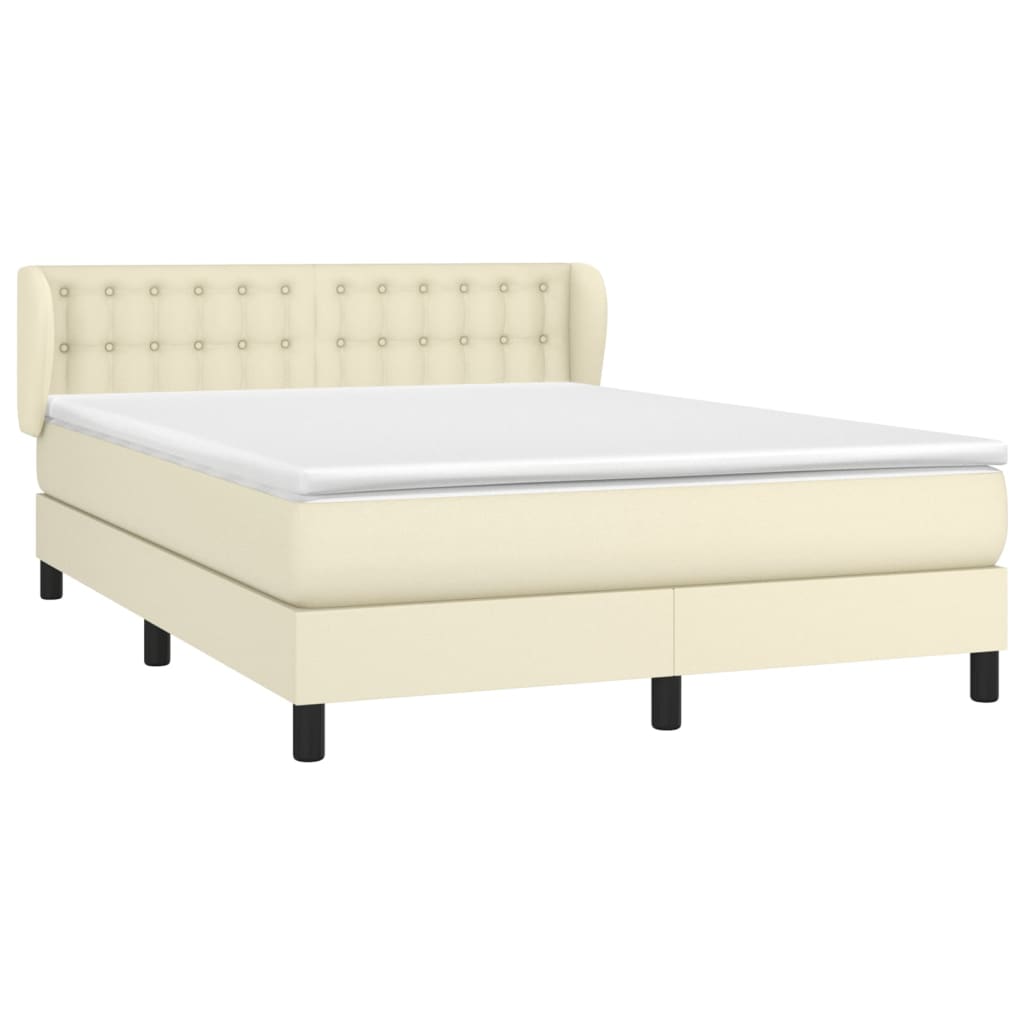 Sommier à lattes de lit avec matelas Crème 140x200cm Similicuir - XIOS