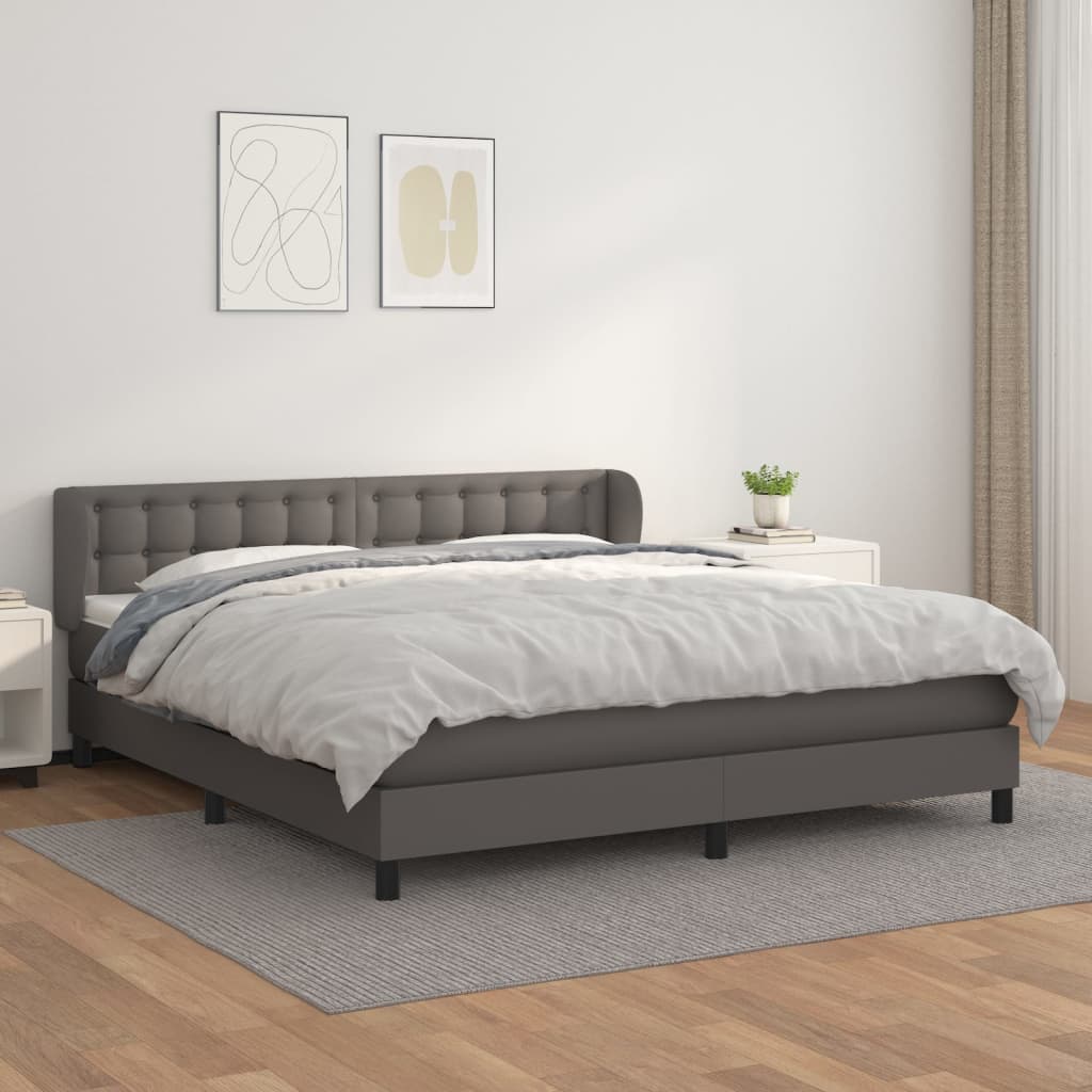 Sommier à lattes de lit avec matelas Gris 160x200 cm Similicuir - XIOS