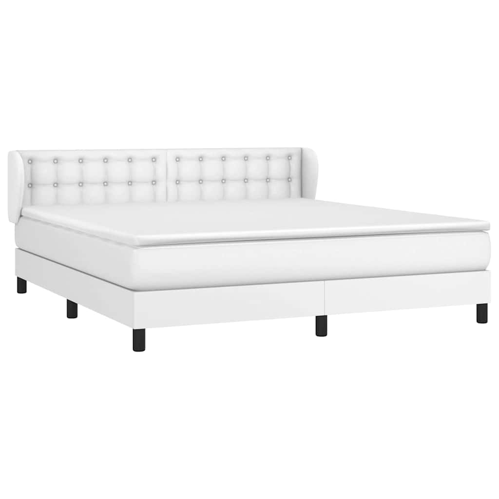 Sommier à lattes de lit avec matelas Blanc 180x200cm Similicuir