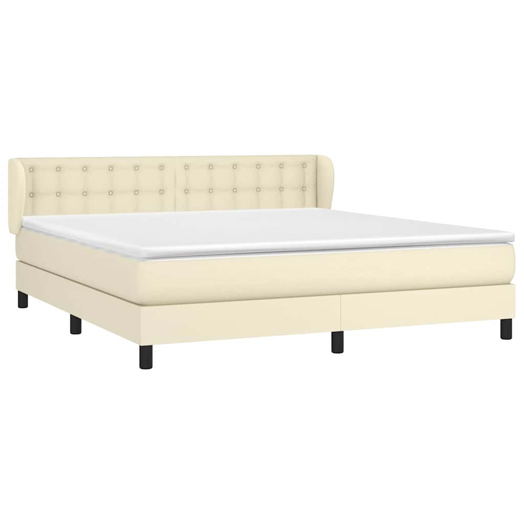 Sommier à lattes de lit avec matelas Crème 180x200cm Similicuir