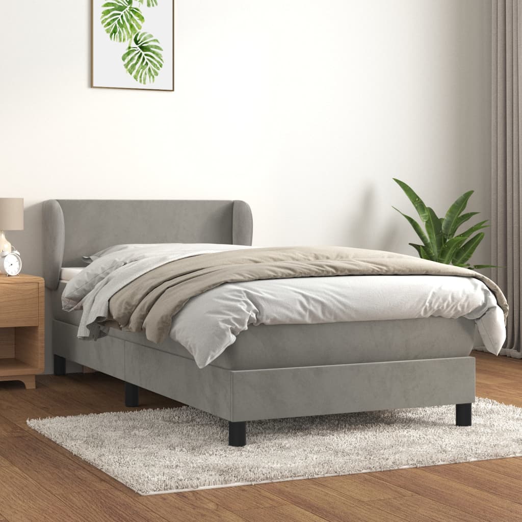 Sommier à lattes de lit et matelas Gris clair 90x200 cm Velours - XIOS