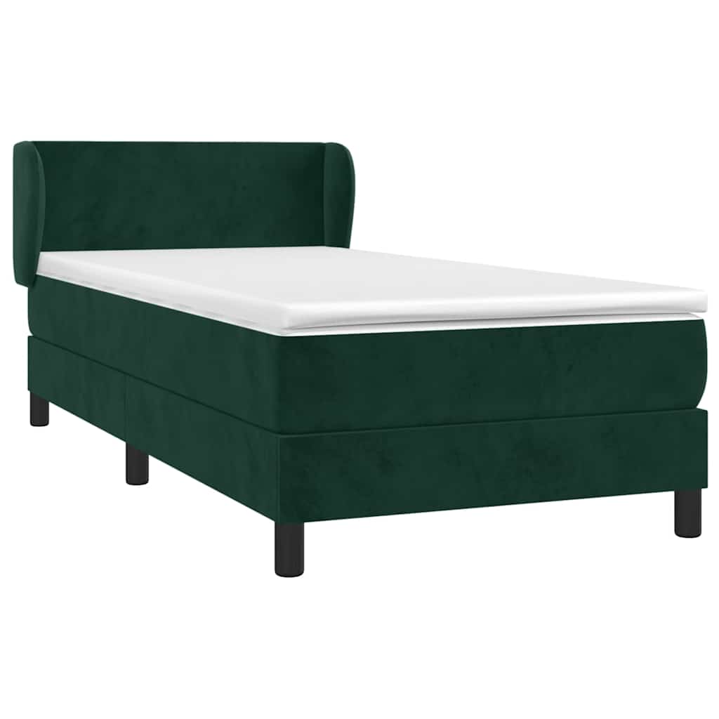 Sommier à lattes de lit avec matelas Vert foncé 90x200 cm