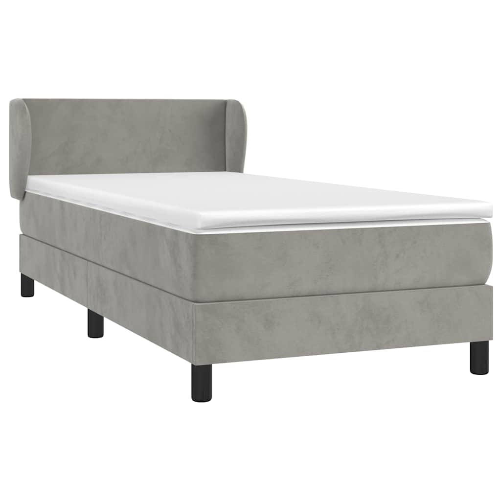 Sommier à lattes de lit et matelas Gris clair 100x200cm Velours