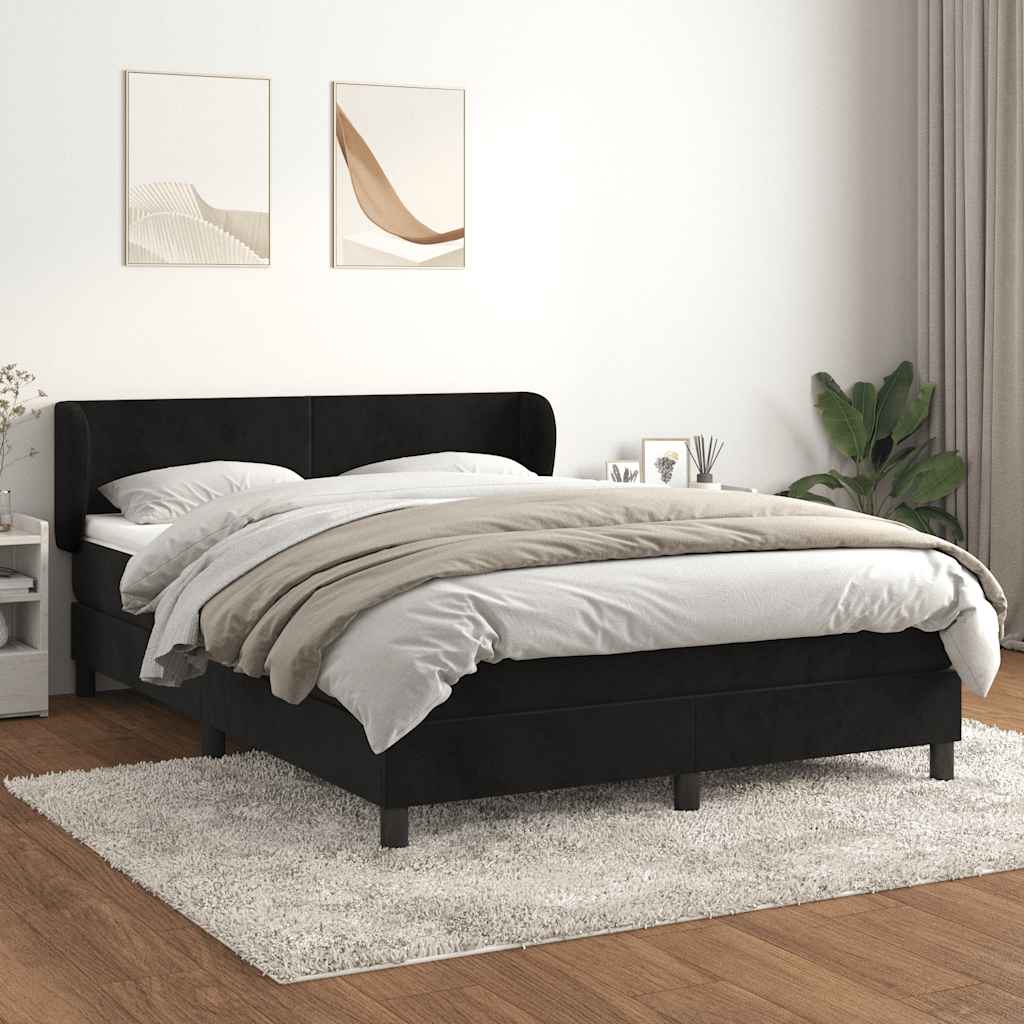 Sommier à lattes de lit avec matelas Noir 140x200 cm Velours - XIOS