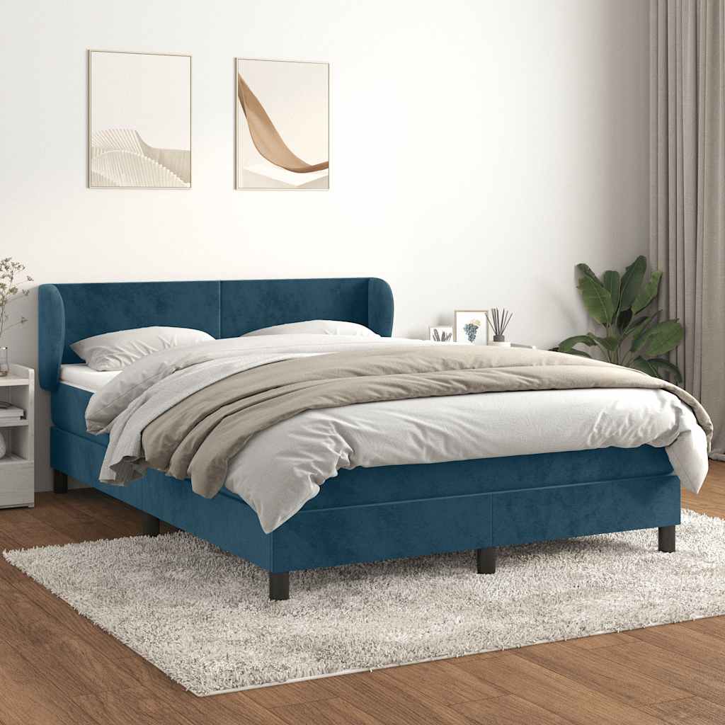 Sommier à lattes de lit et matelas Bleu foncé 140x200cm Velours - XIOS