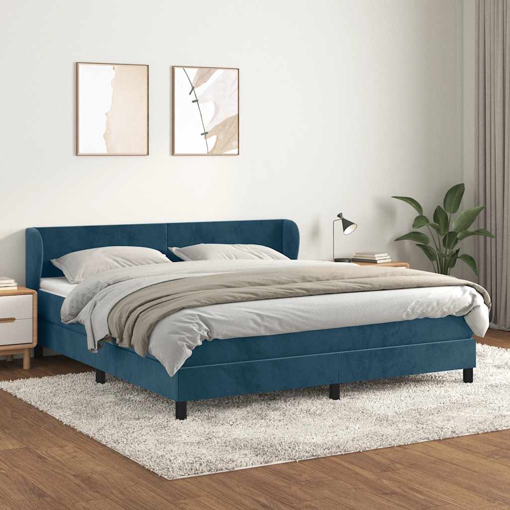 Sommier à lattes de lit et matelas Bleu foncé 160x200cm Velours - XIOS