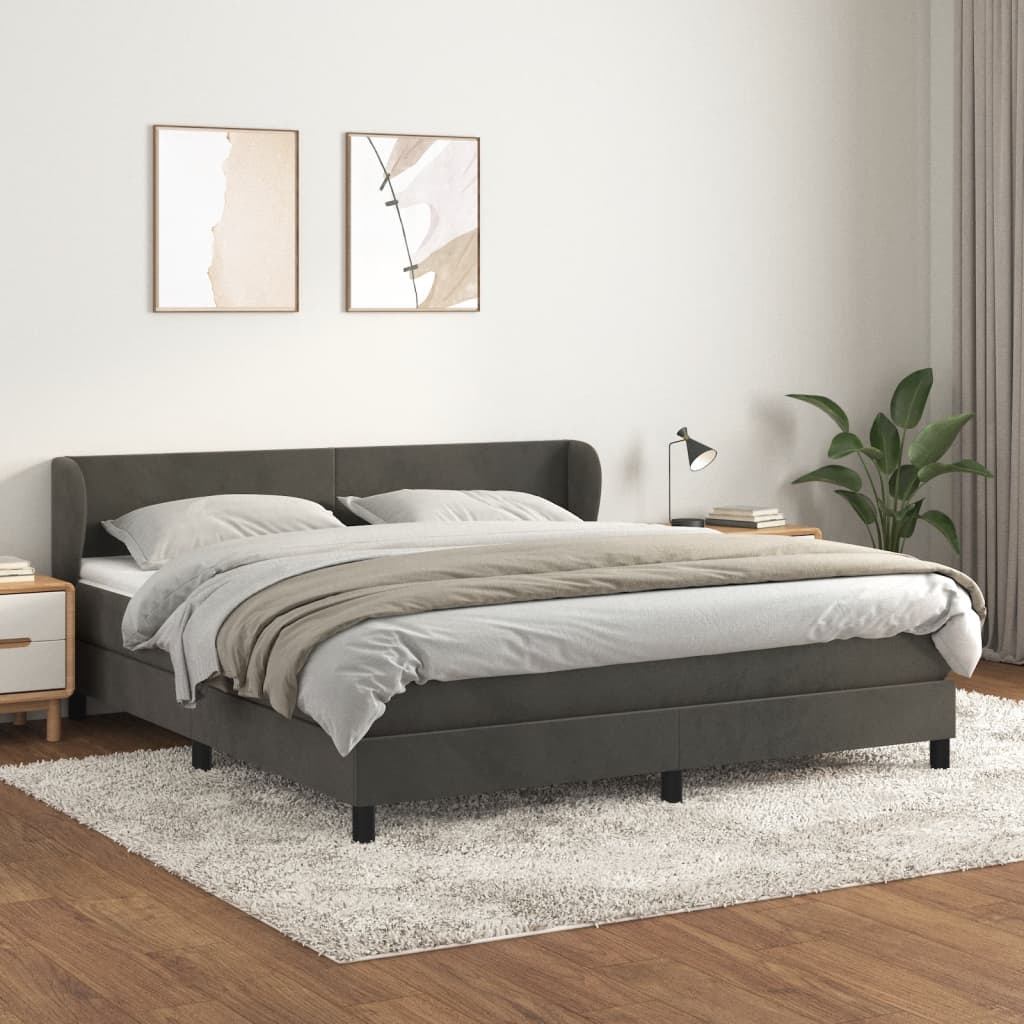 Sommier à lattes de lit et matelas Gris foncé 180x200cm Velours - XIOS