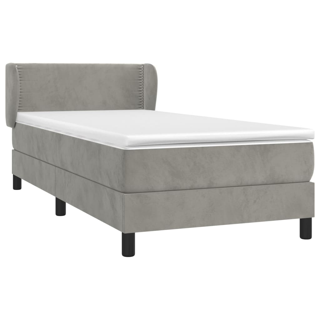 Sommier à lattes de lit et matelas Gris clair 90x190 cm Velours - XIOS