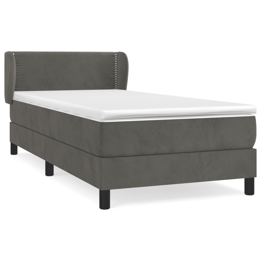 Sommier à lattes de lit et matelas Gris foncé 90x190 cm Velours - XIOS