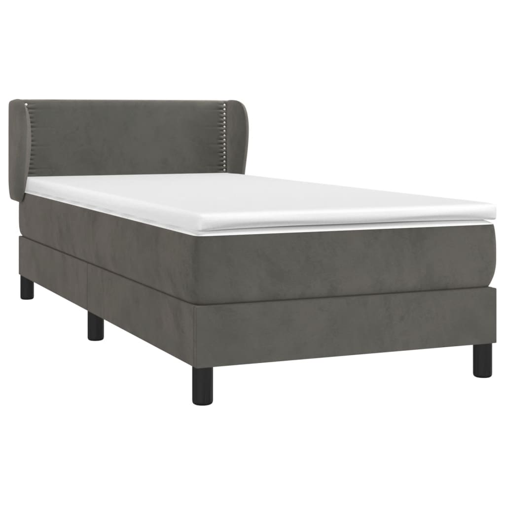Sommier à lattes de lit et matelas Gris foncé 90x190 cm Velours - XIOS