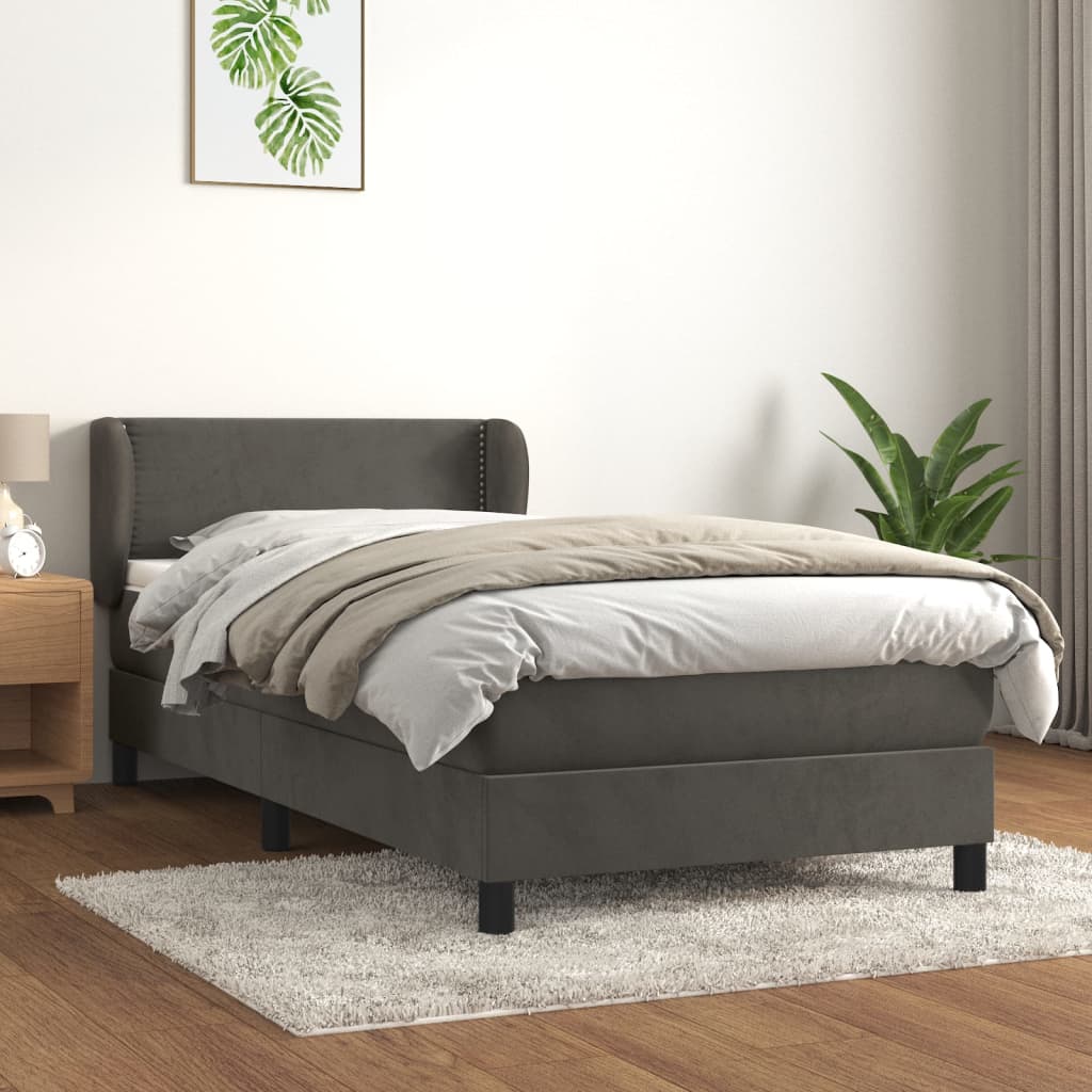 Sommier à lattes de lit et matelas Gris foncé 90x190 cm Velours - XIOS