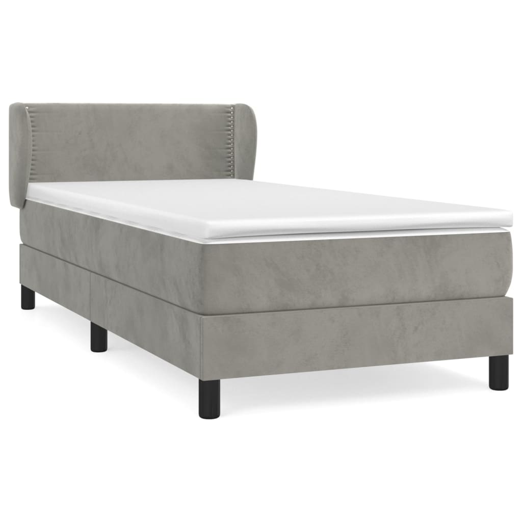 Sommier à lattes de lit et matelas Gris clair 90x200 cm Velours - XIOS