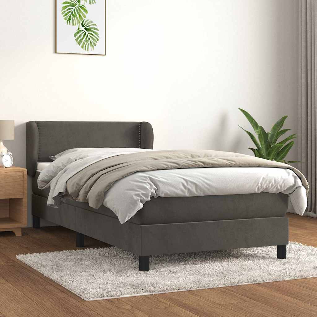 Sommier à lattes de lit avec matelas Gris foncé 100x200 cm