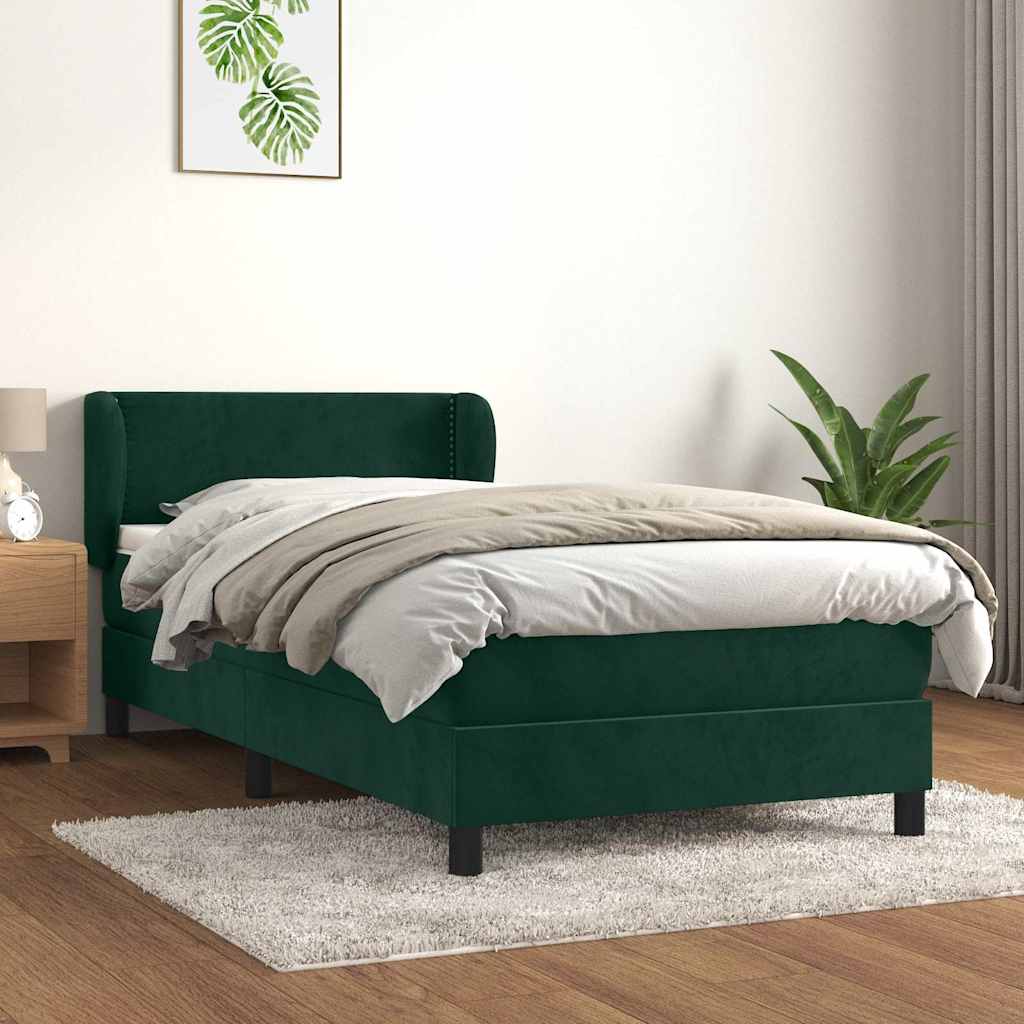 Sommier à lattes de lit avec matelas Vert foncé 100x200 cm