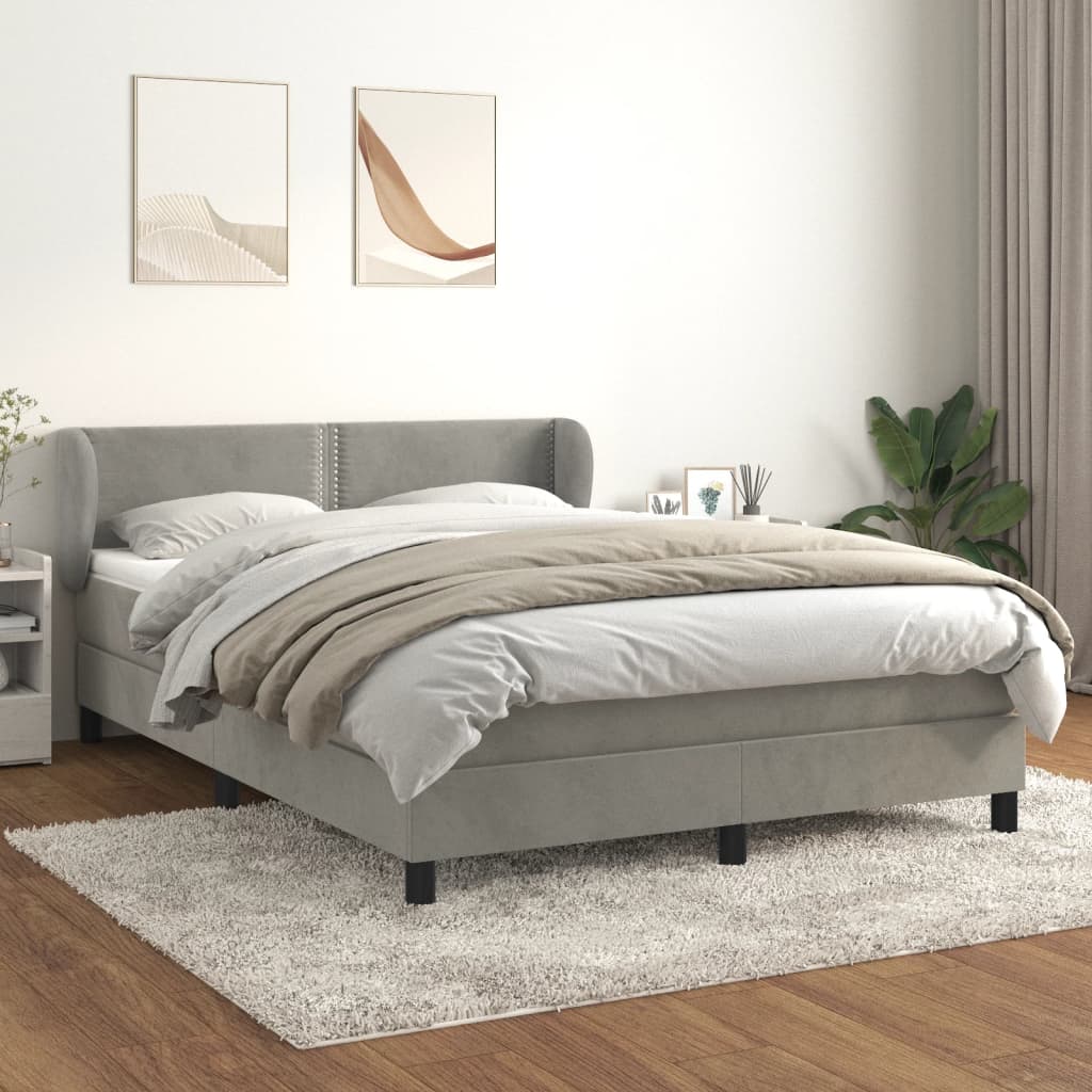 Sommier à lattes de lit et matelas Gris clair 140x200cm Velours - XIOS