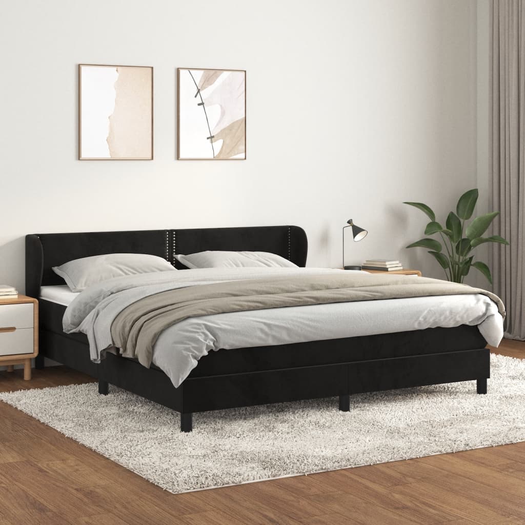 Sommier à lattes de lit et matelas Noir 160x200 cm Velours - XIOS