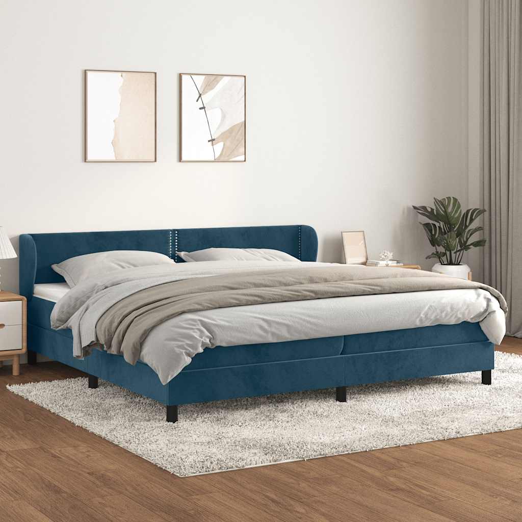 Sommier à lattes de lit et matelas Bleu foncé 200x200cm Velours - XIOS