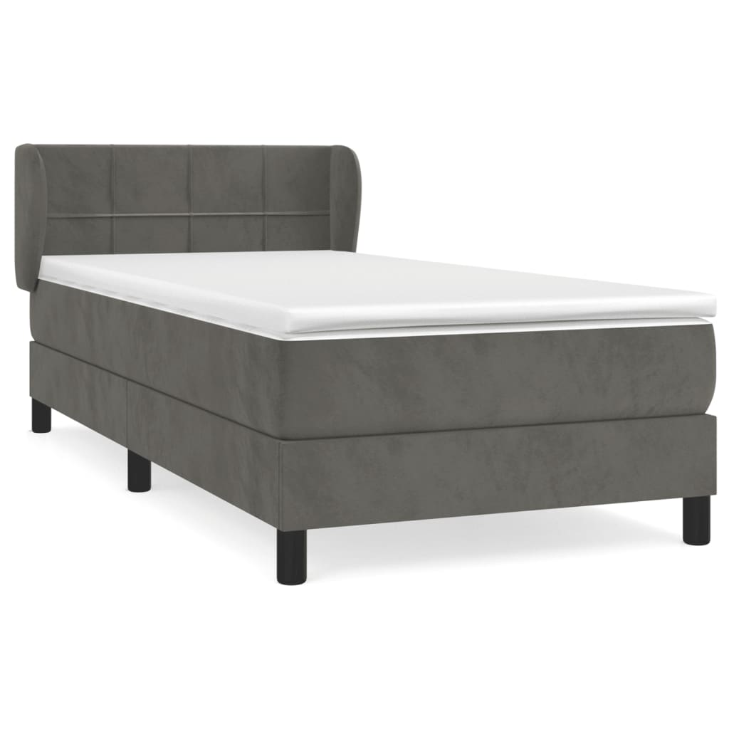 Sommier à lattes de lit et matelas Gris foncé 90x190 cm Velours - XIOS