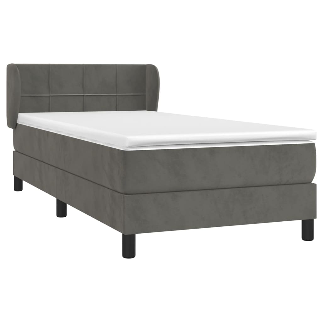 Sommier à lattes de lit et matelas Gris foncé 90x190 cm Velours - XIOS