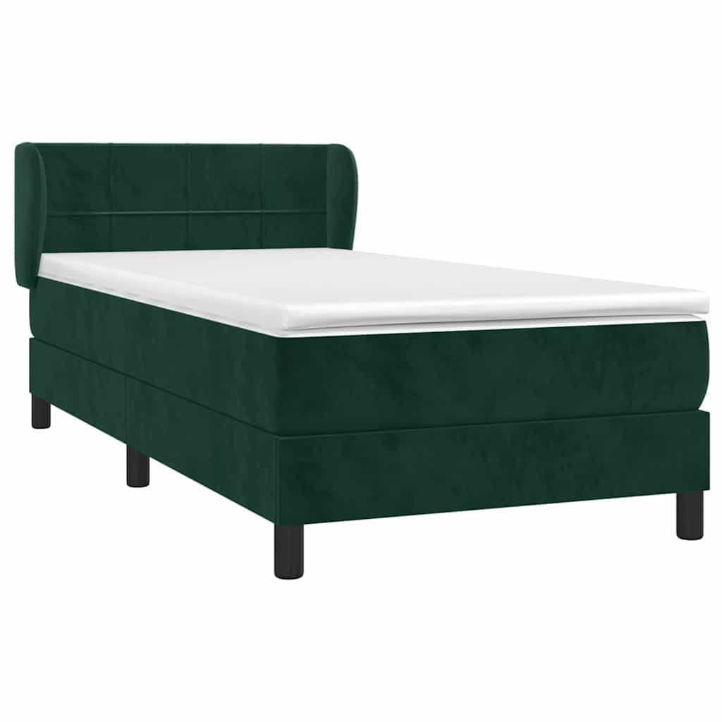 Sommier à lattes de lit avec matelas Vert foncé 90x200 cm