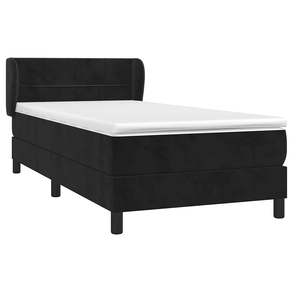 Sommier à lattes de lit avec matelas Noir 100x200 cm Velours - XIOS