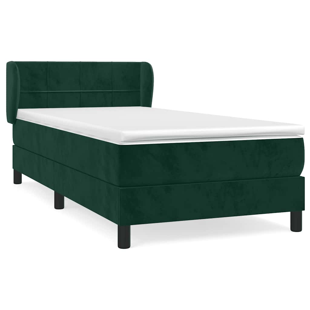 Sommier à lattes de lit avec matelas Vert foncé 100x200 cm