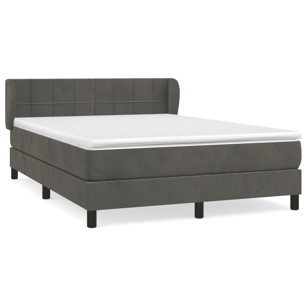 Sommier à lattes de lit et matelas Gris foncé 140x190cm Velours - XIOS