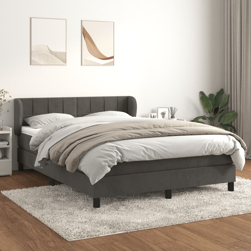 Sommier à lattes de lit et matelas Gris foncé 140x190cm Velours - XIOS