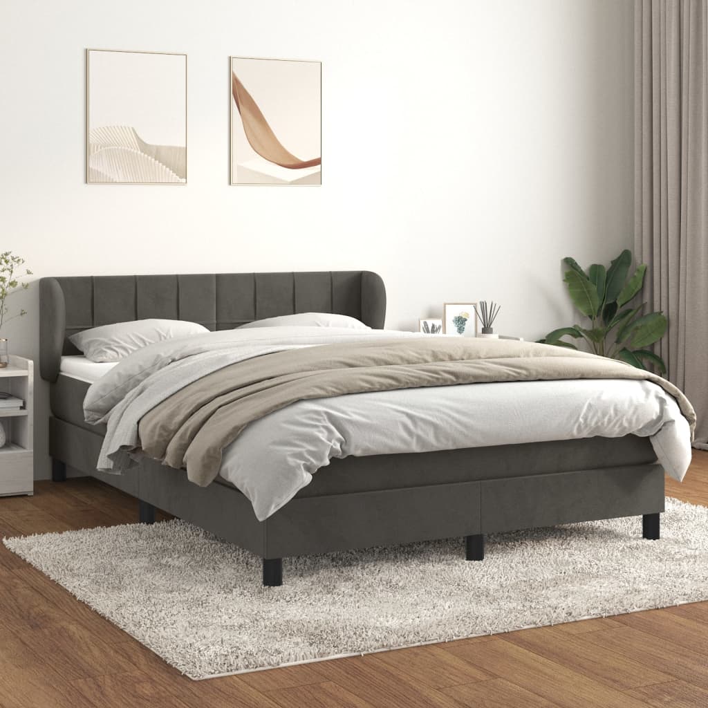 Sommier à lattes de lit et matelas Gris foncé 140x200cm Velours - XIOS