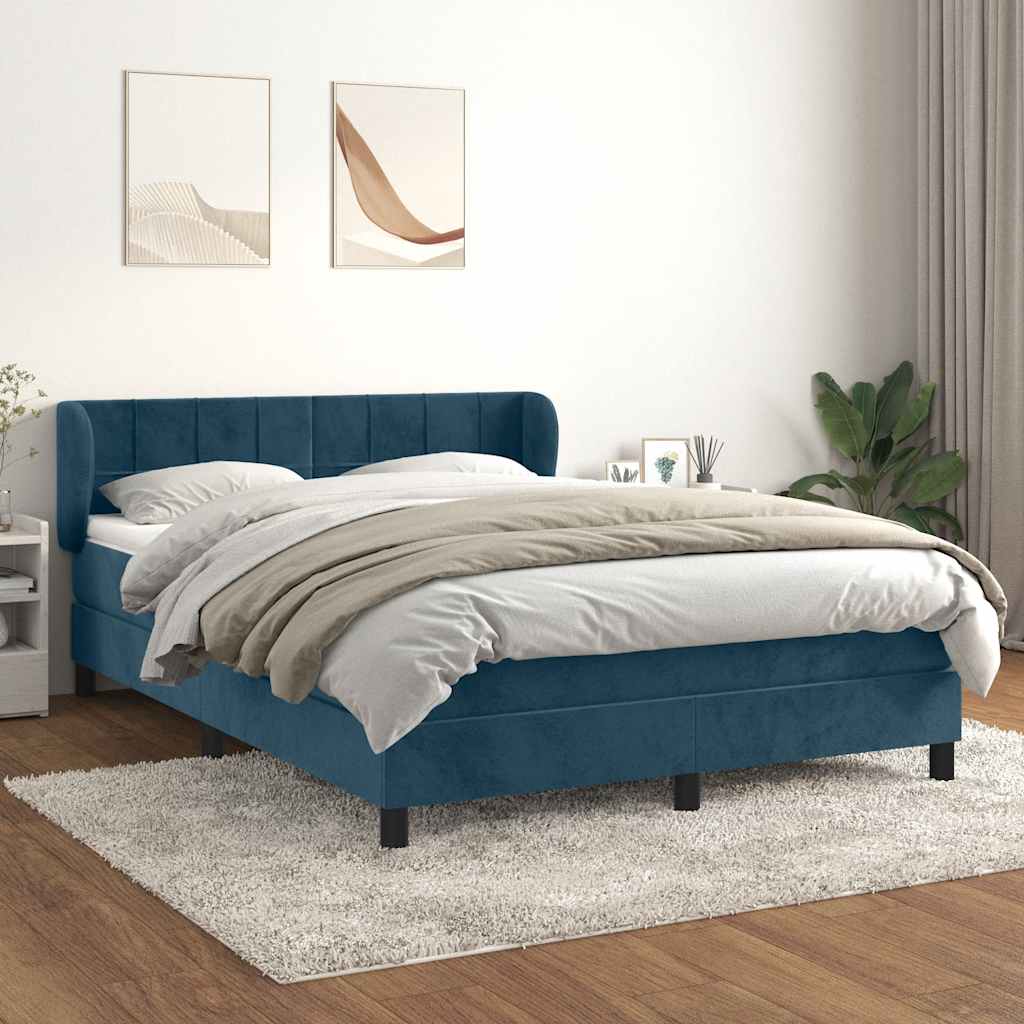 Sommier à lattes de lit et matelas Bleu foncé 140x200cm Velours - XIOS