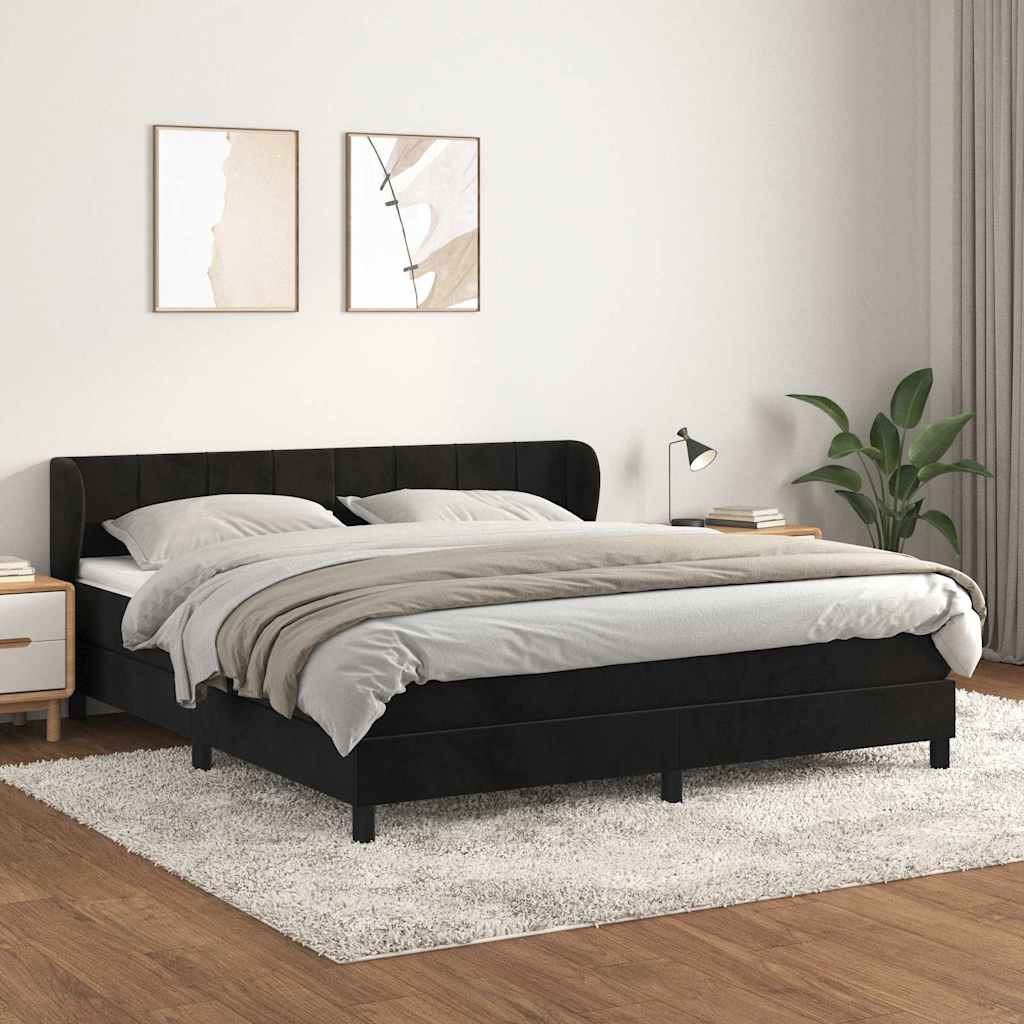 Sommier à lattes de lit avec matelas Noir 180x200 cm Velours - XIOS