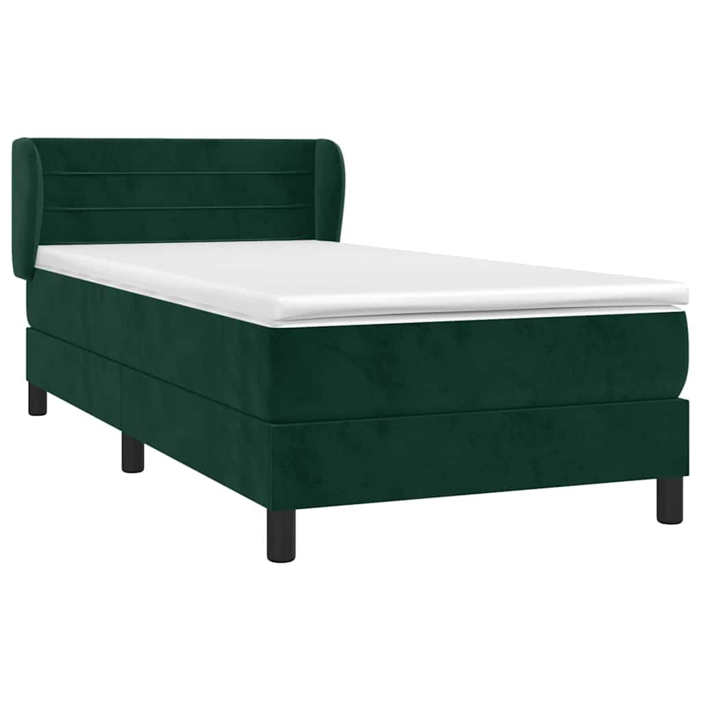 Sommier à lattes de lit avec matelas Vert foncé 90x200 cm